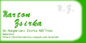 marton zsirka business card